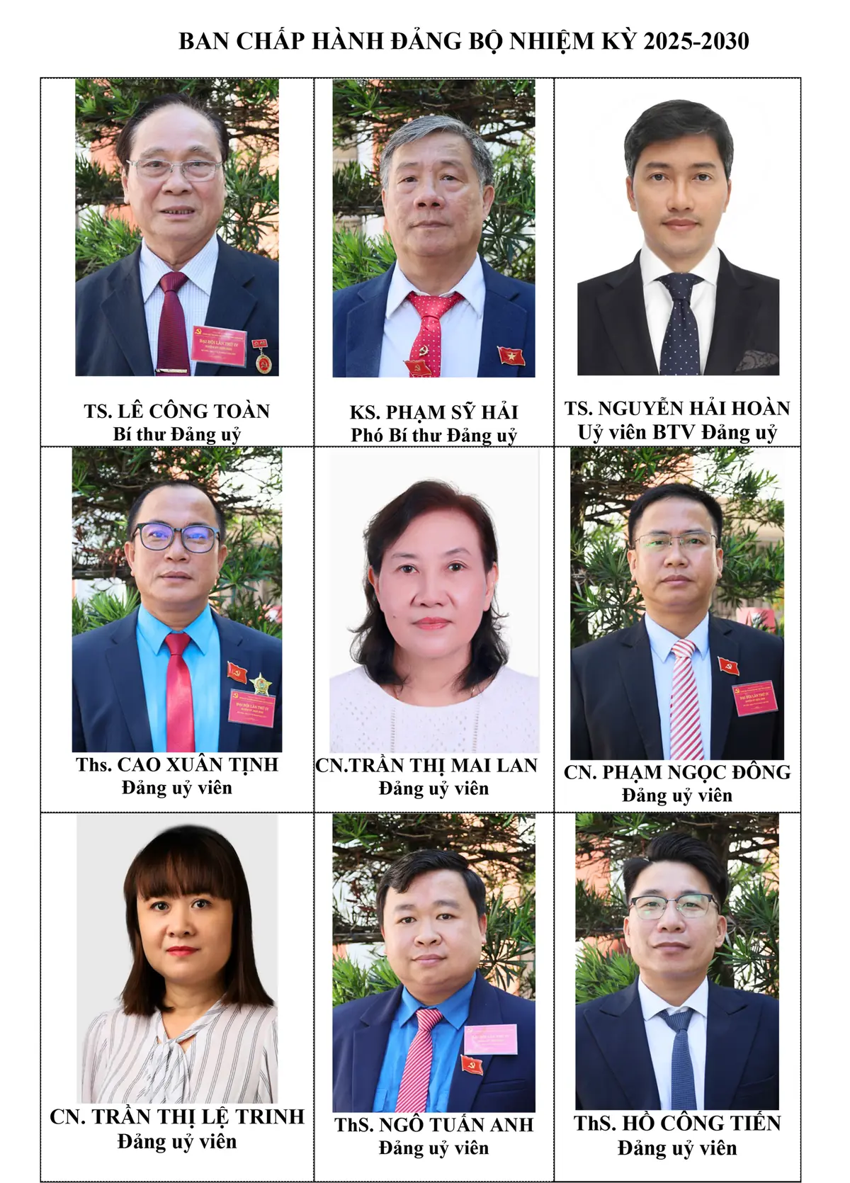 Ban Chấp hành Đảng bộ Trường nhiệm kỳ 2025–2030