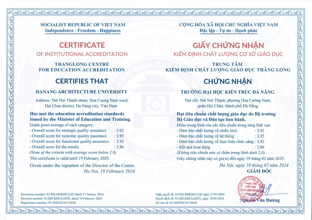 Giấy chứng nhận kiểm định chất lượng cơ sở giáo dục