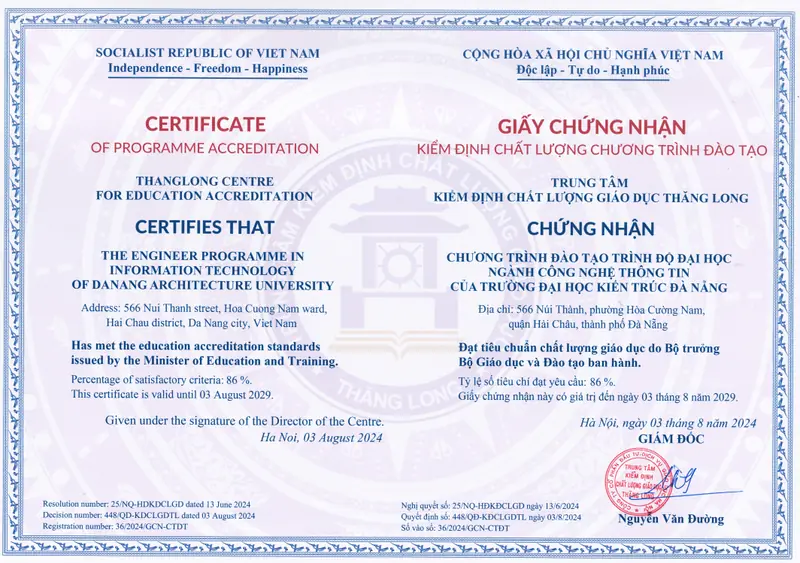 Chứng nhận kiểm định chương trình Công nghệ thông tin